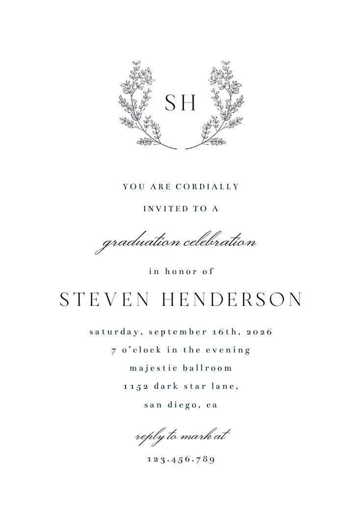 Tiny wreath - mezuniyet partisi davetiyesi